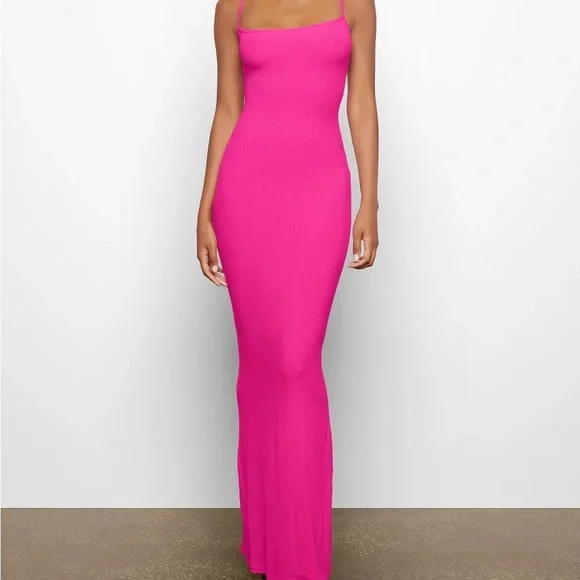 Skims soft lounge Hot Pink Slim Maxi Dress - Picture 2 of 9